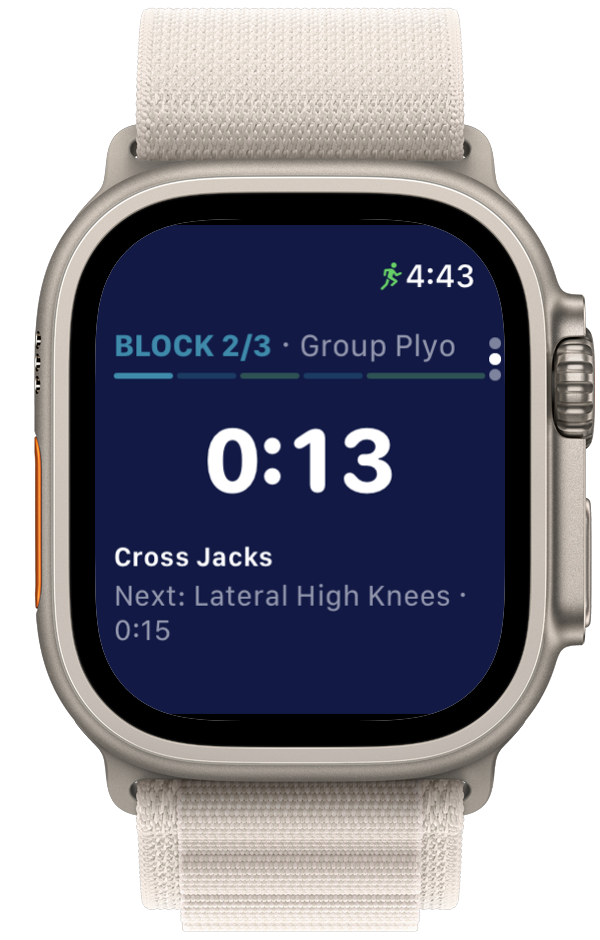 Apple Watch tracking the same workout block in sync