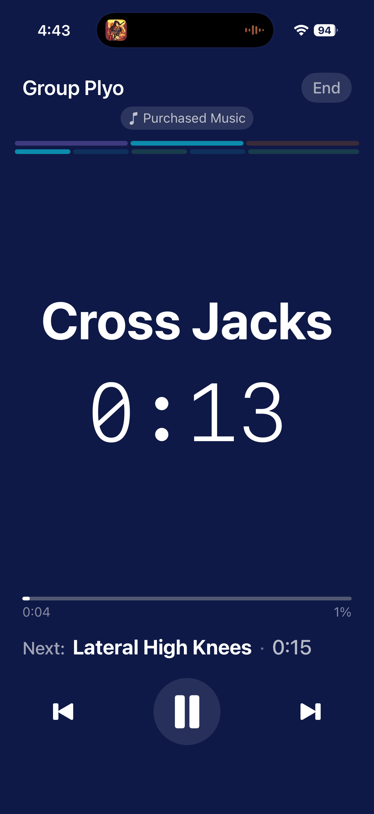 Live session timer running inside the app